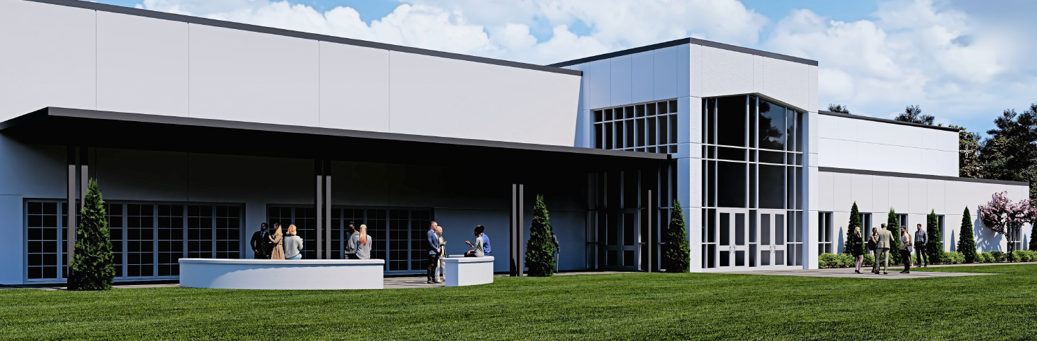 Architectural rendering of the planned World Victory Church building in Moody, Alabama